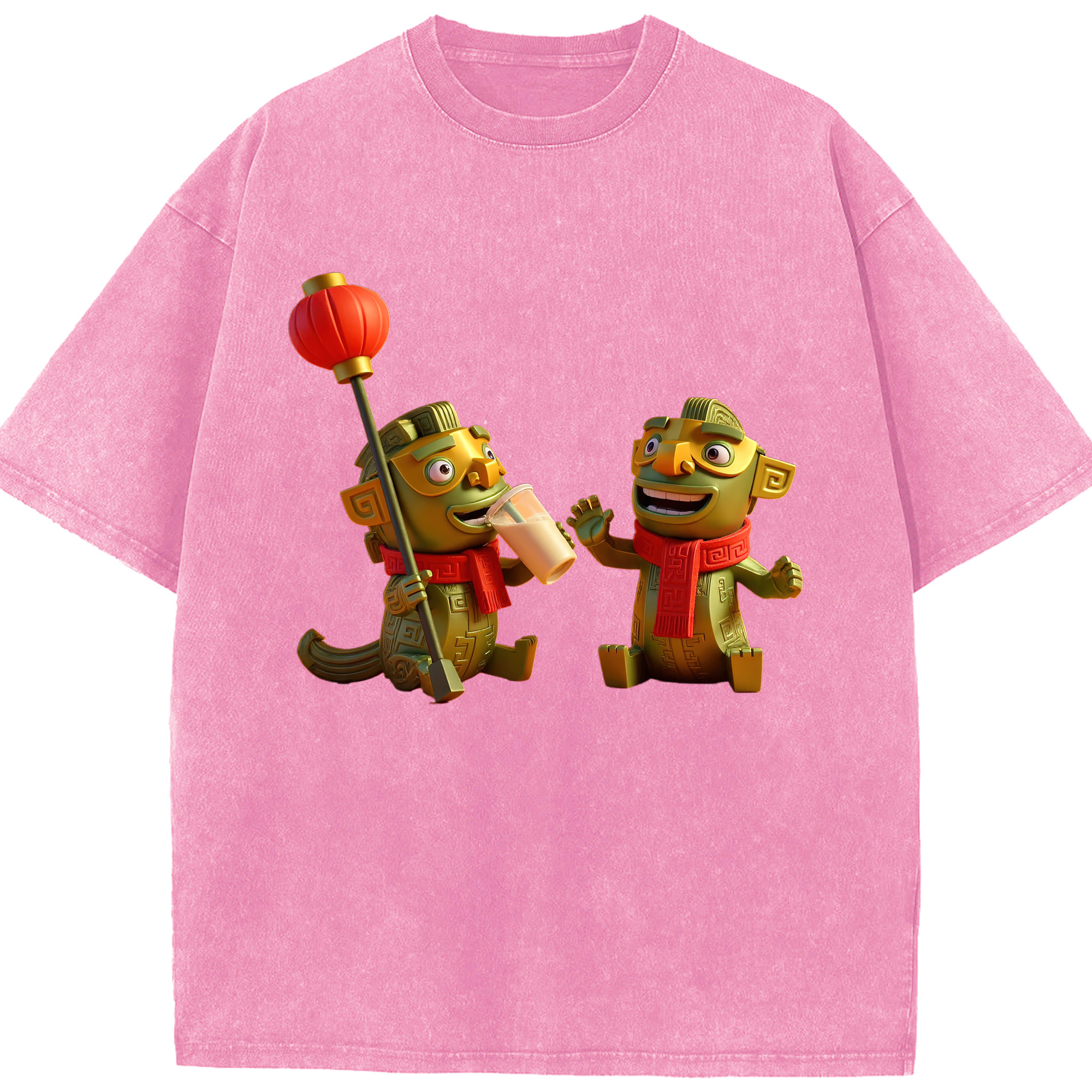 （画像用） Ne Zha 2 ナタ 魔童の大暴れ 綿100% ヴィンテージ風 半袖Tシャツ（フロントプリント）